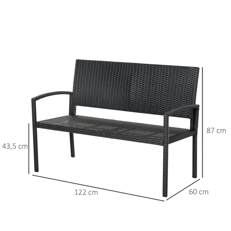 Outsunny Banco Jardín Lounge Silla 2 Plazas Mueble Exterior Terraza 2 Plazas