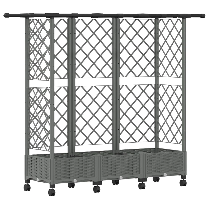 Cama Elevada Con Trellis Y Techo Gris Claro 164 X 40 X 127 Cm
