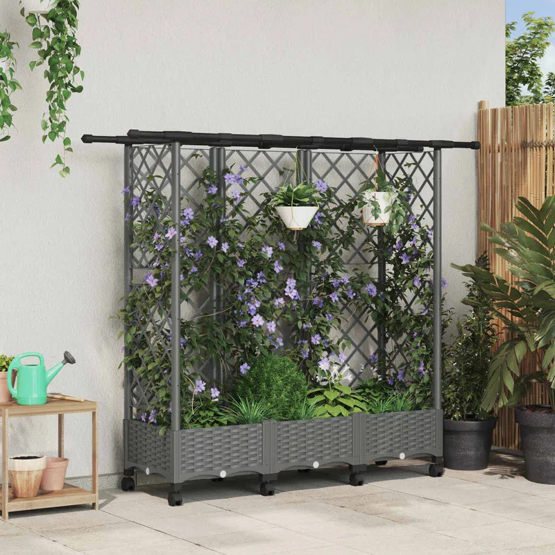 Cama Elevada Con Trellis Y Techo Gris Claro 164 X 40 X 127 Cm