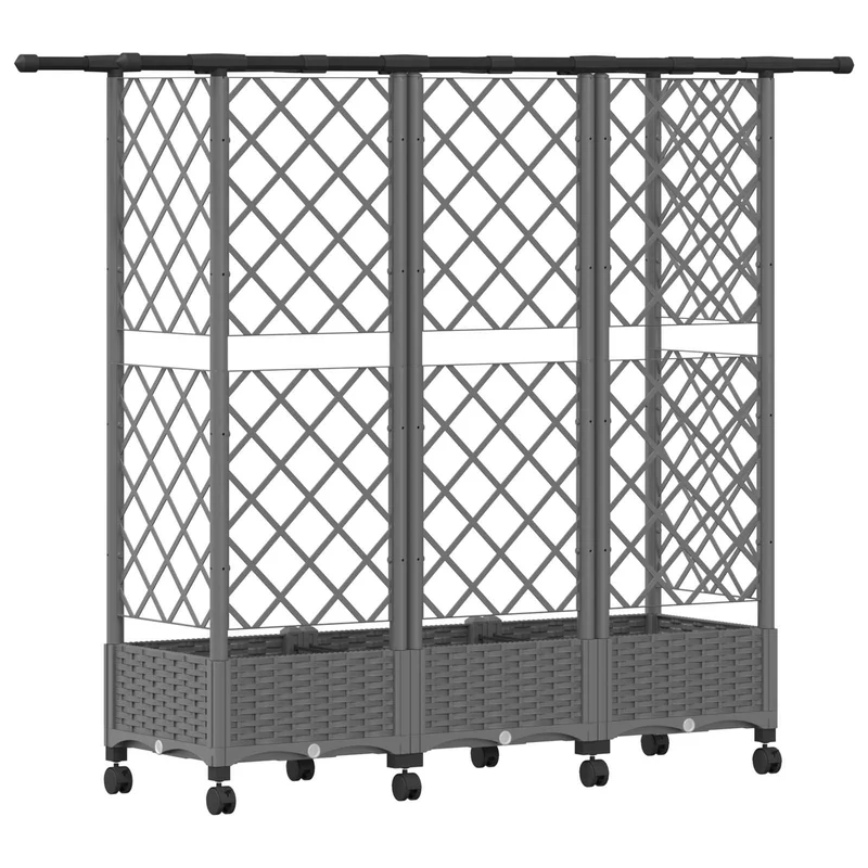 Cama Elevada Con Trellis Y Techo Gris Claro 164 X 40 X 127 Cm