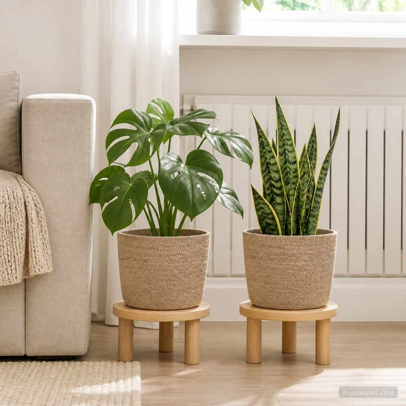 Set De Macetas De Planta 2 Uds. Natural Ø 28 X 28 Cm