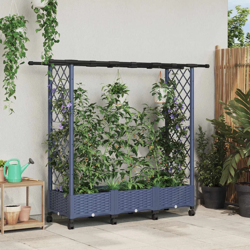 Cama Elevada Con Trellis Y Techo Gris 164 X 40 X 127 Cm Pp