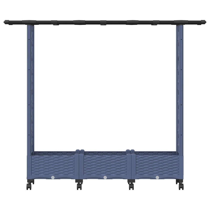 Cama Elevada Con Trellis Y Techo Gris 164 X 40 X 127 Cm Pp