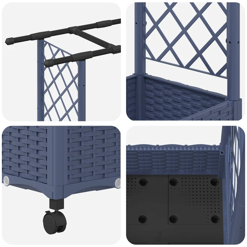 Cama Elevada Con Trellis Y Techo Gris 164 X 40 X 127 Cm Pp