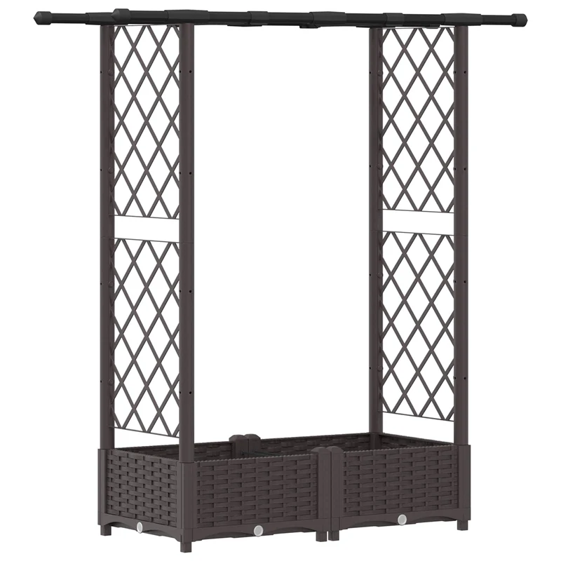 Cama Elevada Con Trellis Y Techo Marrón 122,5 X 40 X 121 Cm Pp
