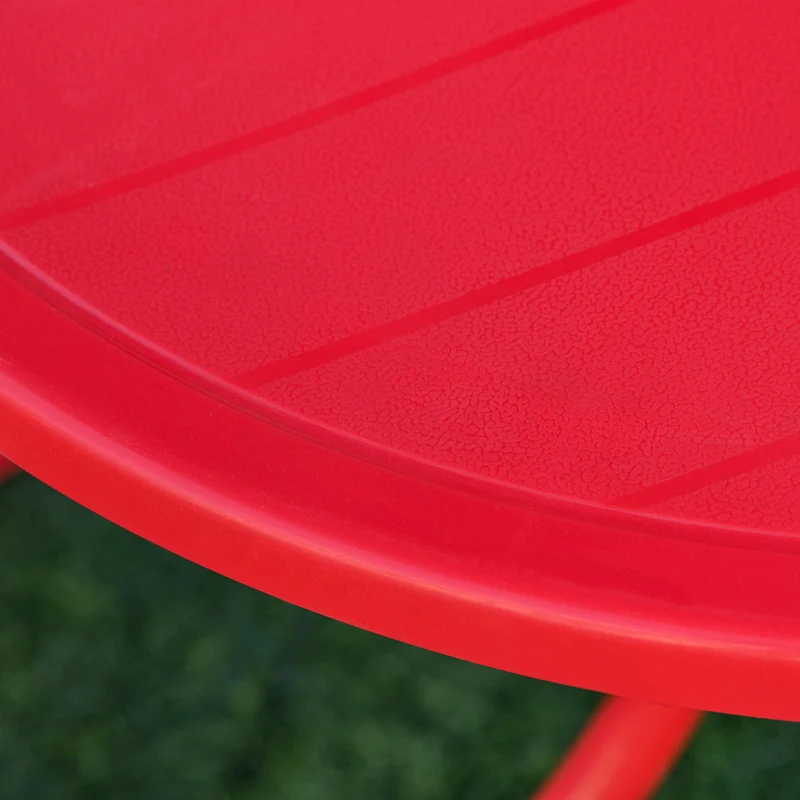 Outsunny Mesa Y Sillas Infantil De Jardín Plegable Con Sombrilla Ajustable Rojo
