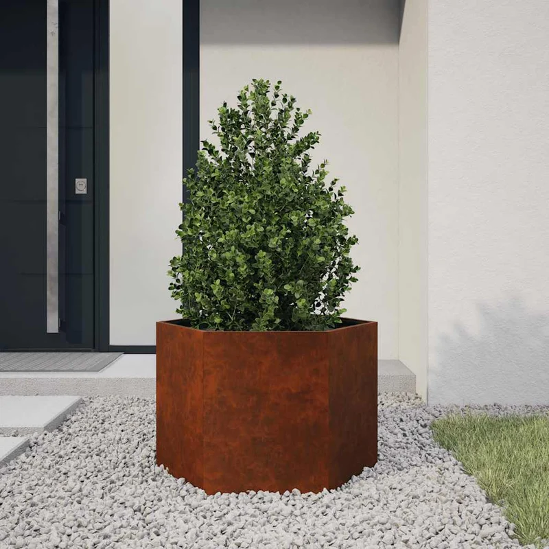 Jardinera De Acero Corten Oxidado 60x60x45 Cm