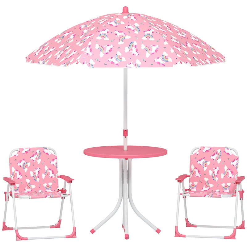 Aiyaplay Conjunto De Mesa Y Sillas Infantil De Jardín De 4 Piezas Rosa