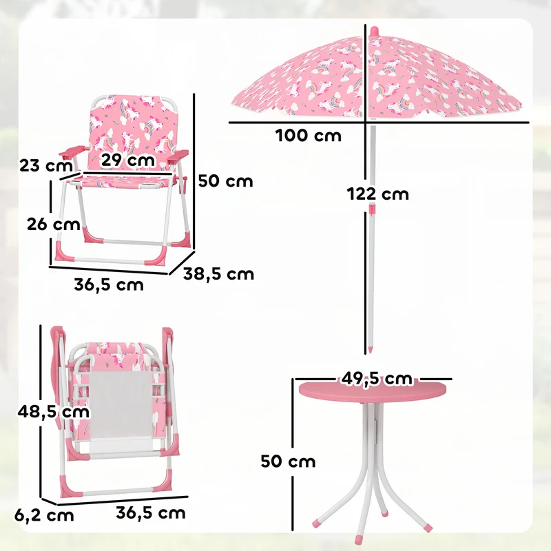 Aiyaplay Conjunto De Mesa Y Sillas Infantil De Jardín De 4 Piezas Rosa