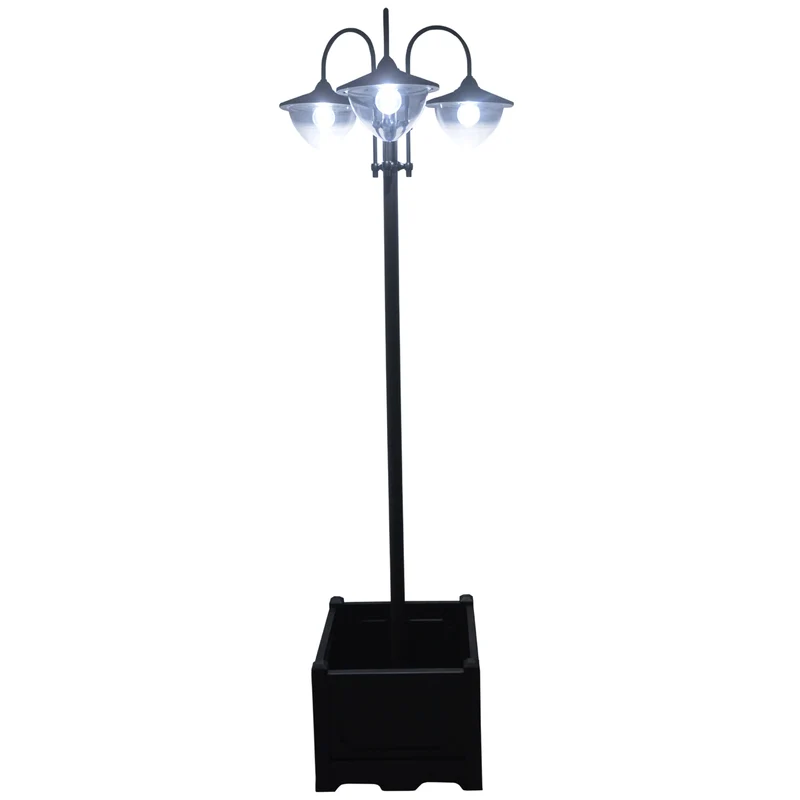 Outsunny Farol Solar De Jardín 189 Cm Con 18 Luces Led Blanca Fría 6000k Ip44