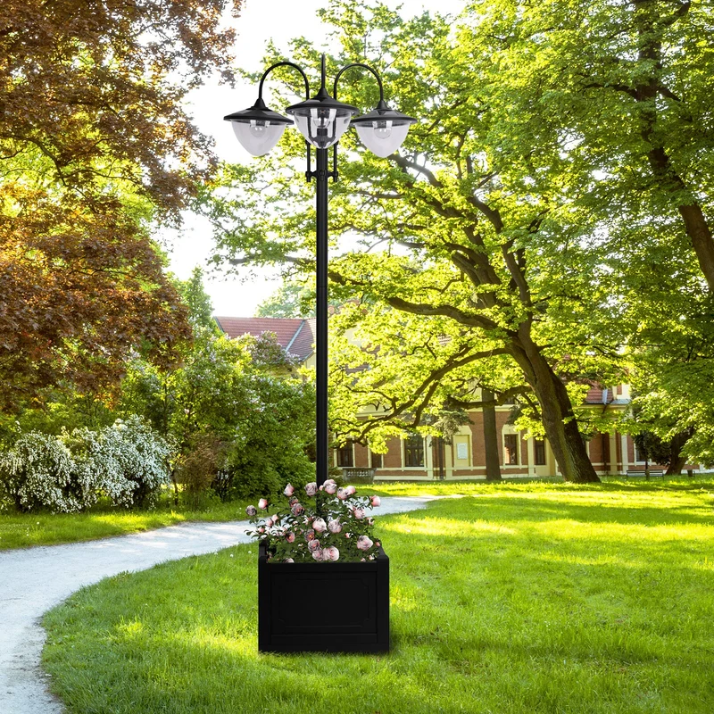 Outsunny Farol Solar De Jardín 189 Cm Con 18 Luces Led Blanca Fría 6000k Ip44