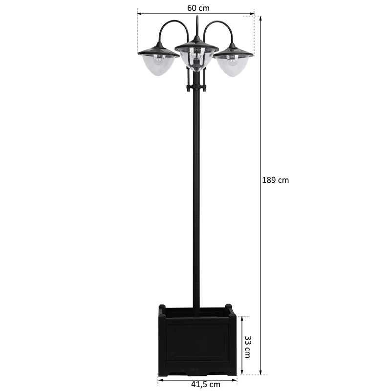 Outsunny Farol Solar De Jardín 189 Cm Con 18 Luces Led Blanca Fría 6000k Ip44