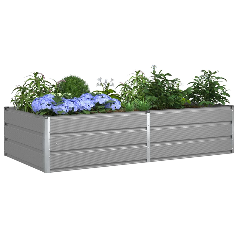 Jardinera Gris Claro 195 X 100 X 45 Cm Acero Galvanizado