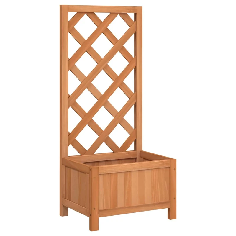 Jardinera Con Enrejado Marrón 40x30x90 Cm Madera Maciza De Abeto