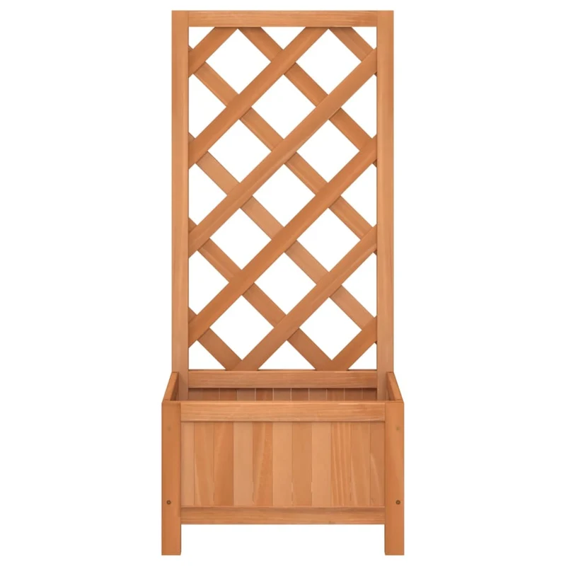 Jardinera Con Enrejado Marrón 40x30x90 Cm Madera Maciza De Abeto