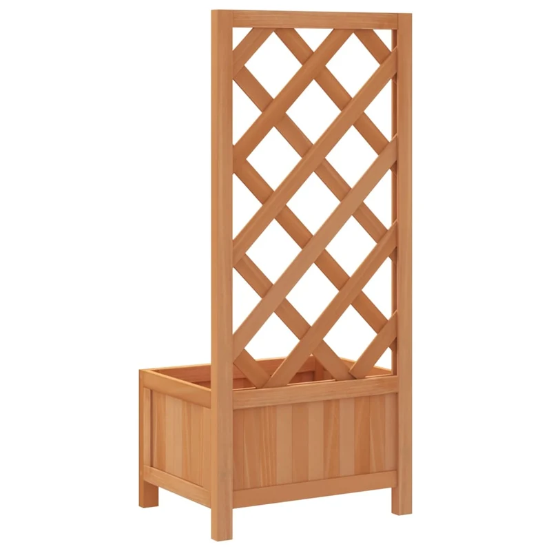 Jardinera Con Enrejado Marrón 40x30x90 Cm Madera Maciza De Abeto