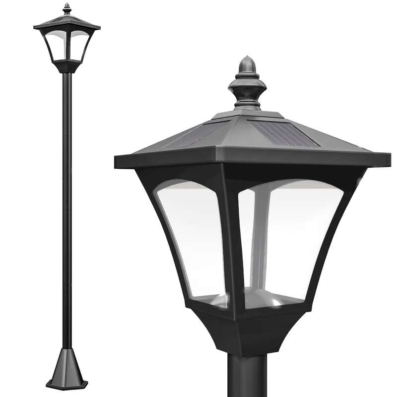 Outsunny Farol Solar De Jardín Ip44 Con Luces Inteligentes Led Exteriores