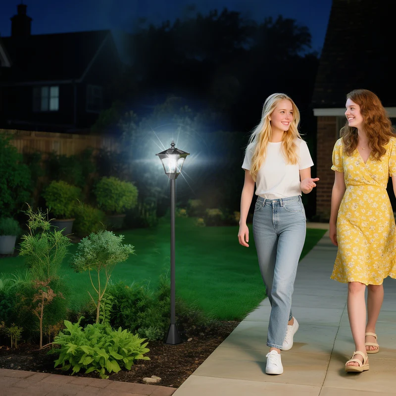 Outsunny Farol Solar De Jardín Ip44 Con Luces Inteligentes Led Exteriores