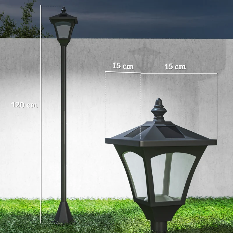 Outsunny Farol Solar De Jardín Ip44 Con Luces Inteligentes Led Exteriores