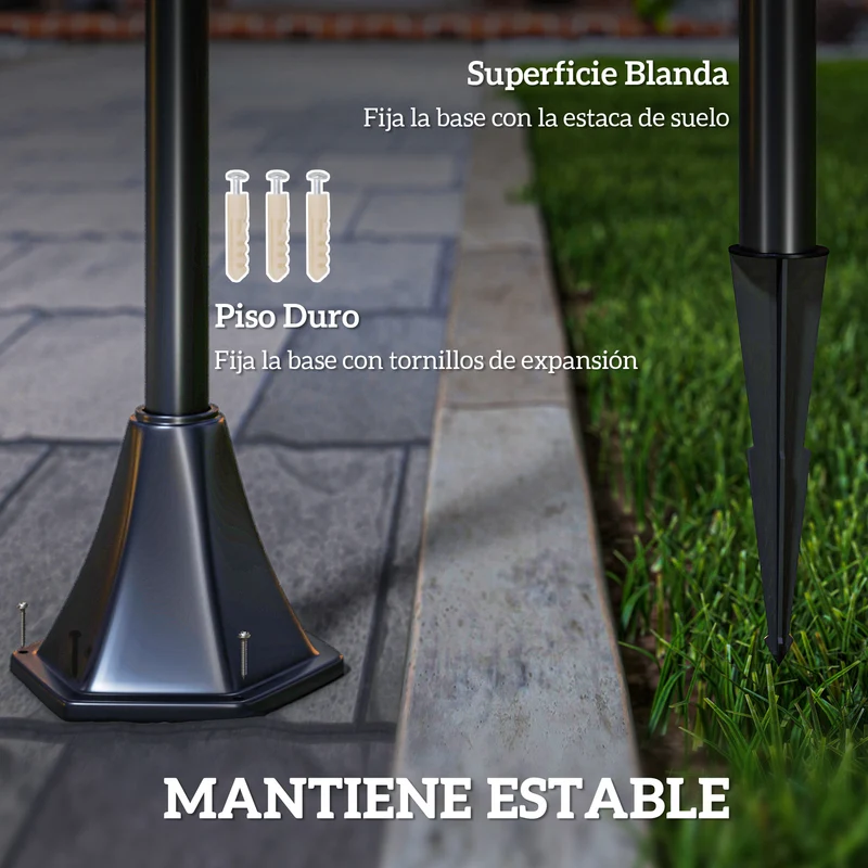 Outsunny Farol Solar De Jardín Ip44 Con Luces Inteligentes Led Exteriores