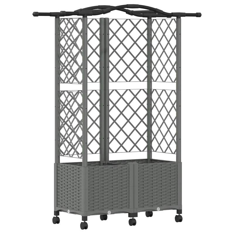 Cama Elevada Con Trellis Y Techo Gris Claro 122 X 40 X 144 Cm
