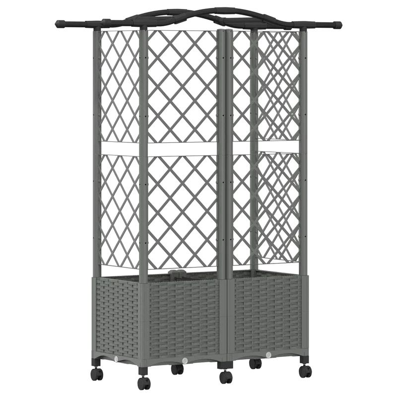 Cama Elevada Con Trellis Y Techo Gris Claro 122 X 40 X 144 Cm