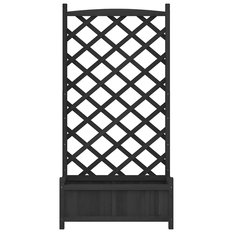 Jardinera Con Enrejado Negro 75x35x150 Cm Madera Maciza De Abeto