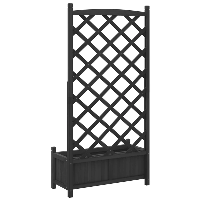 Jardinera Con Enrejado Negro 75x35x150 Cm Madera Maciza De Abeto