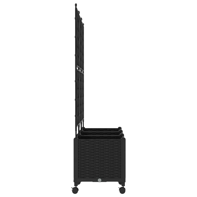 Jardinera Con Enrejado Y Ruedas 3 Uds. Negro 120 X 40 X 149 Cm