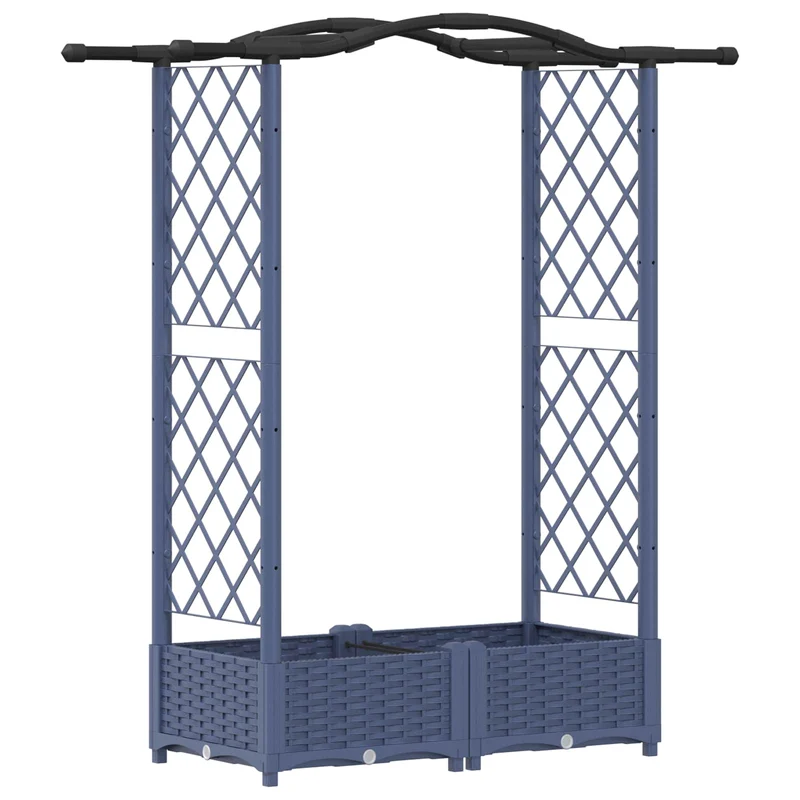 Cama Elevada Con Trellis Y Techo Gris 124 X 40 X 123 Cm Pp