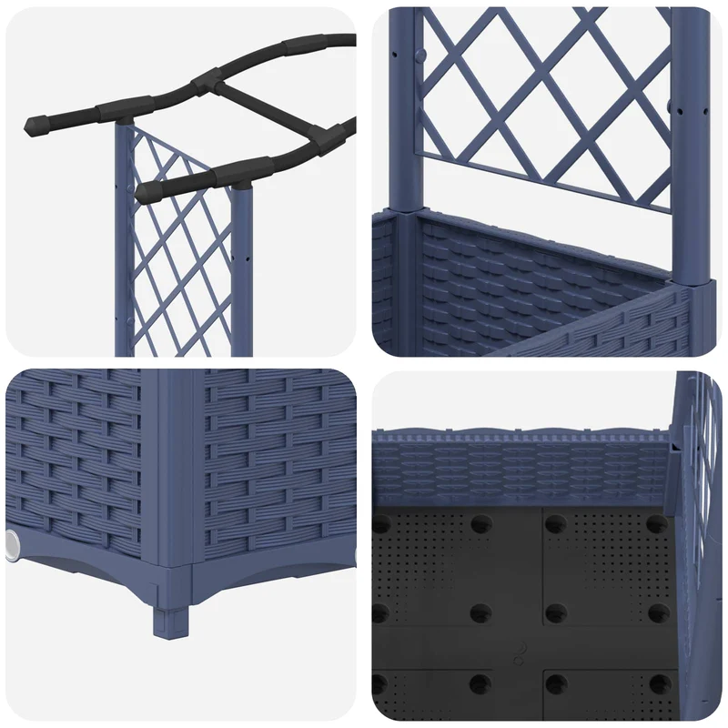 Cama Elevada Con Trellis Y Techo Gris 124 X 40 X 123 Cm Pp