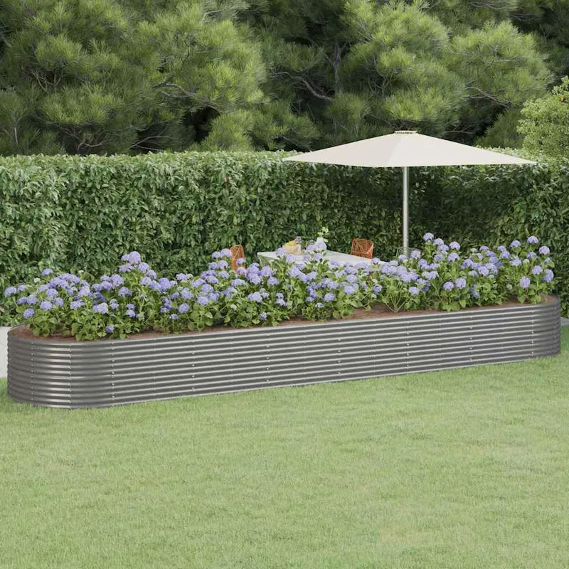 Jardinera Arriate Acero Recubrimiento Polvo Gris 584x140x68 Cm