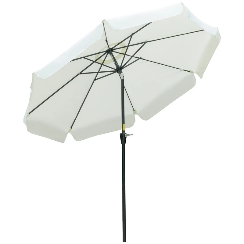 Outsunny Sombrilla Terraza Exterior Ø266 cm Sombrilla de Jardín Inclinable con Protección UV50+ Poste de Aluminio y Manivela Parasol para Patio Terraza Beige