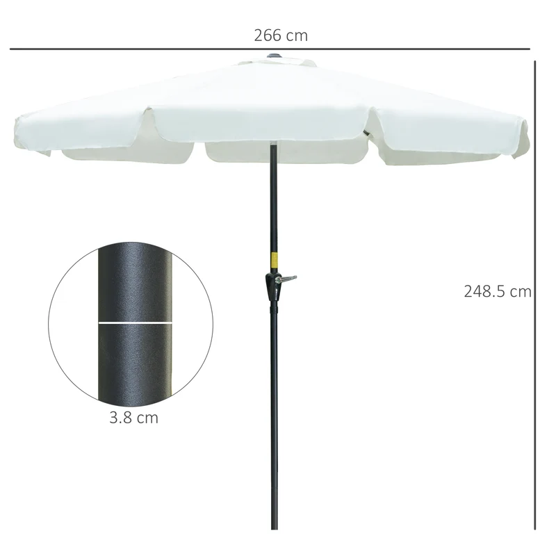 Outsunny Sombrilla Terraza Exterior Ø266 cm Sombrilla de Jardín Inclinable con Protección UV50+ Poste de Aluminio y Manivela Parasol para Patio Terraza Beige