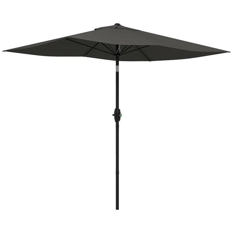 Outsunny Sombrilla de Terraza Exterior 3x2 m Parasol de Terraza Exterior con Ángulo Ajustable Mástil de Aluminio y Protección UV 50+ Sombrilla para Jardín Patio Gris Oscuro