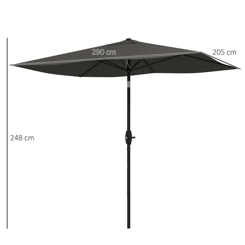 Outsunny Sombrilla de Terraza Exterior 3x2 m Parasol de Terraza Exterior con Ángulo Ajustable Mástil de Aluminio y Protección UV 50+ Sombrilla para Jardín Patio Gris Oscuro