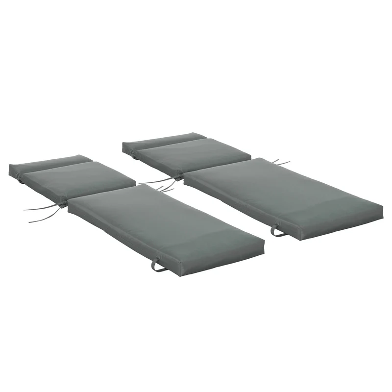 Outsunny Pack 2 Cojines para Tumbona 196x55x8 cm Colchoneta para Tumbona Acolchado Colchón para Silla de Jardín Terraza Balcón Gris
