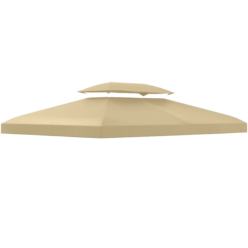 Outsunny Techo de Repuesto para Cenador 4x3 m Cubierta de Repuesto con Techo Doble 10 Orificios de Drenaje y Protección UV Toldo de Recambio para Pabellón Gazebo Crema
