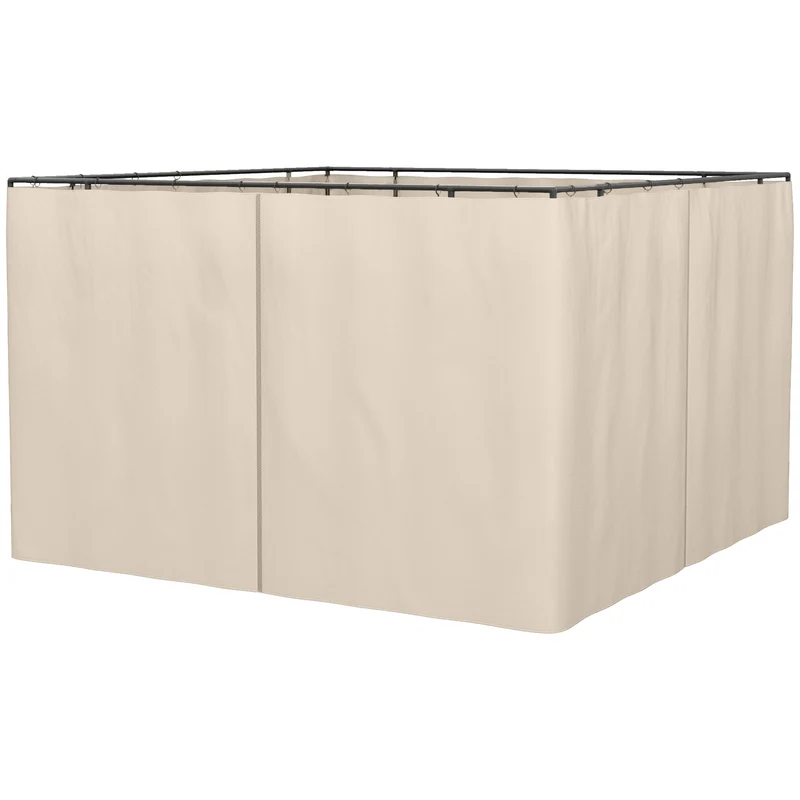 Outsunny 4 Paredes Laterales para Cenador 3x2 m Laterales para Gazebo Universal con Ganchos y Anillos en C para Pérgola Carpa Beige