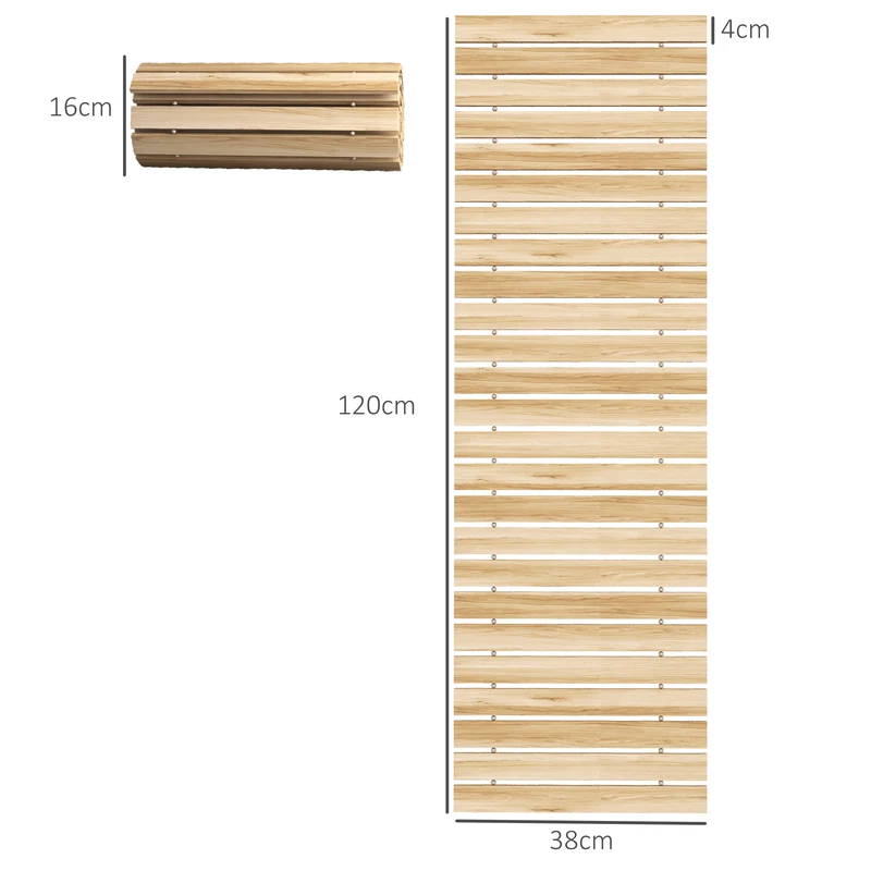 Outsunny Camino de Jardín de Madera 120x38 cm Pasarela Recta Enrollable para Exteriores Resistente a la Intemperie Decorativo de Jardín para Playa Boda Fiesta Natural