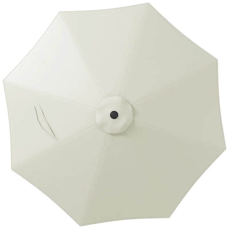Outsunny Toldo de Recambio de Sombrilla de 3 m Toldo de Repuesto para Sombrilla de Patio con Ventilación Superior Cubierta de Repuesto para Parasol de Poliéster para Exteriores Crema