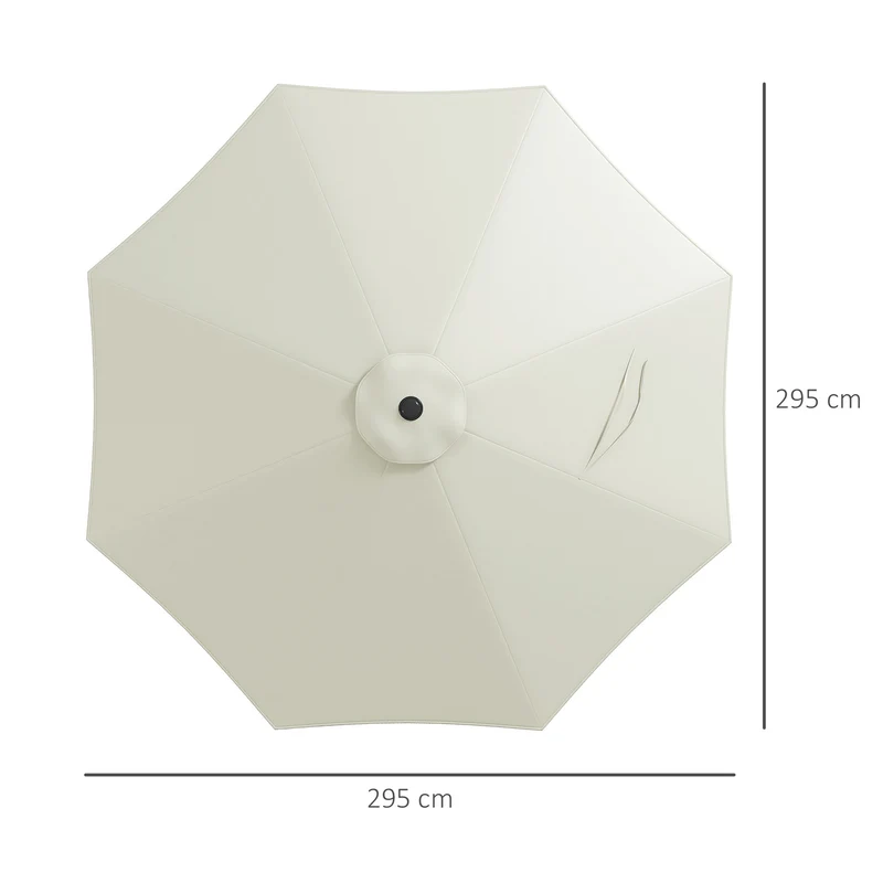 Outsunny Toldo de Recambio de Sombrilla de 3 m Toldo de Repuesto para Sombrilla de Patio con Ventilación Superior Cubierta de Repuesto para Parasol de Poliéster para Exteriores Crema