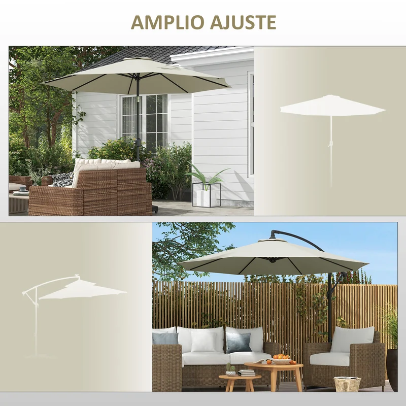 Outsunny Toldo de Recambio de Sombrilla de 3 m Toldo de Repuesto para Sombrilla de Patio con Ventilación Superior Cubierta de Repuesto para Parasol de Poliéster para Exteriores Crema