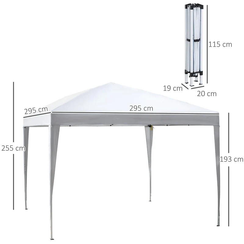 Outsunny Carpa Plegable Gazebo 3x3 m Cenador Plegable con Altura Ajustable en 3 Niveles Toldo Anti-UV y Bolsa de Transporte para Camping Fiestas Blanco