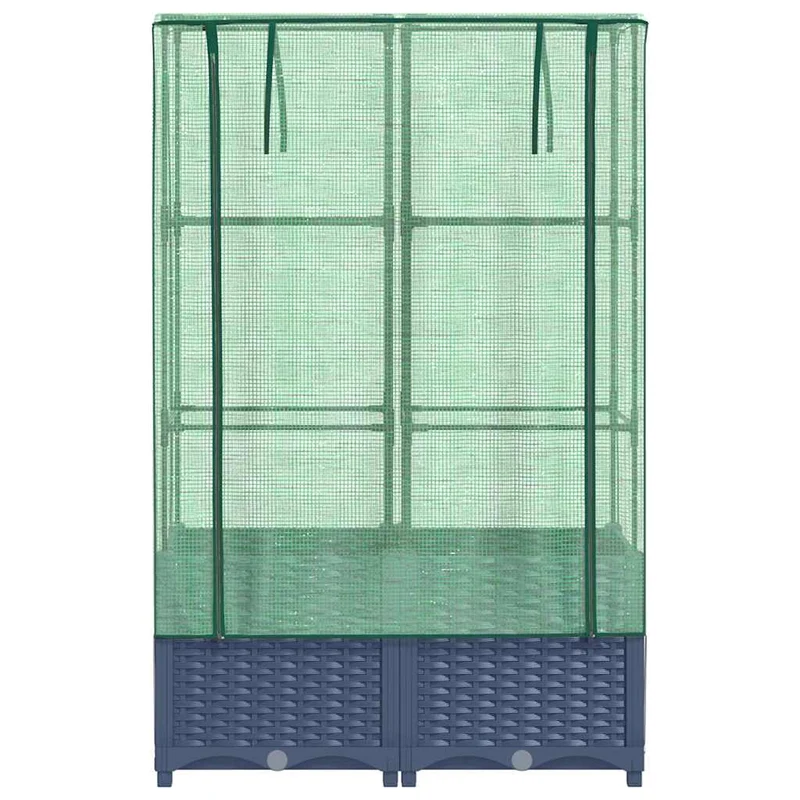 Arriate Con Cubierta Invernadero Aspecto Ratán 80x40x138 Cm