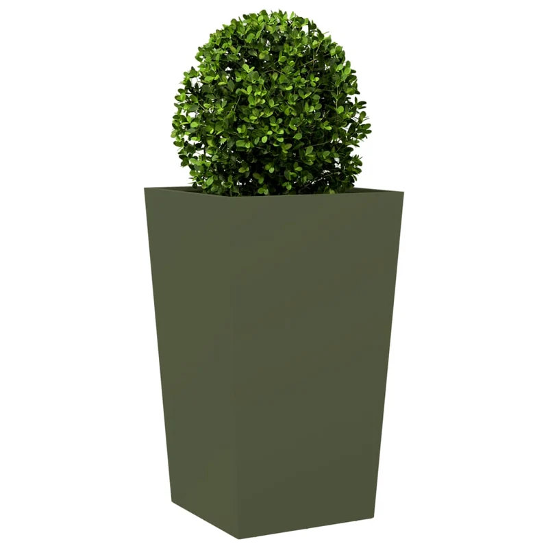Jardineras 2 Uds De Acero Verde Oliva 45x45x75 Cm