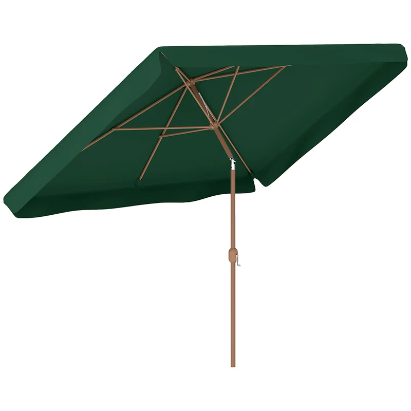 Outsunny Sombrilla De Terraza Exterior 300x200 Cm Con Ángulo Ajustable Verde