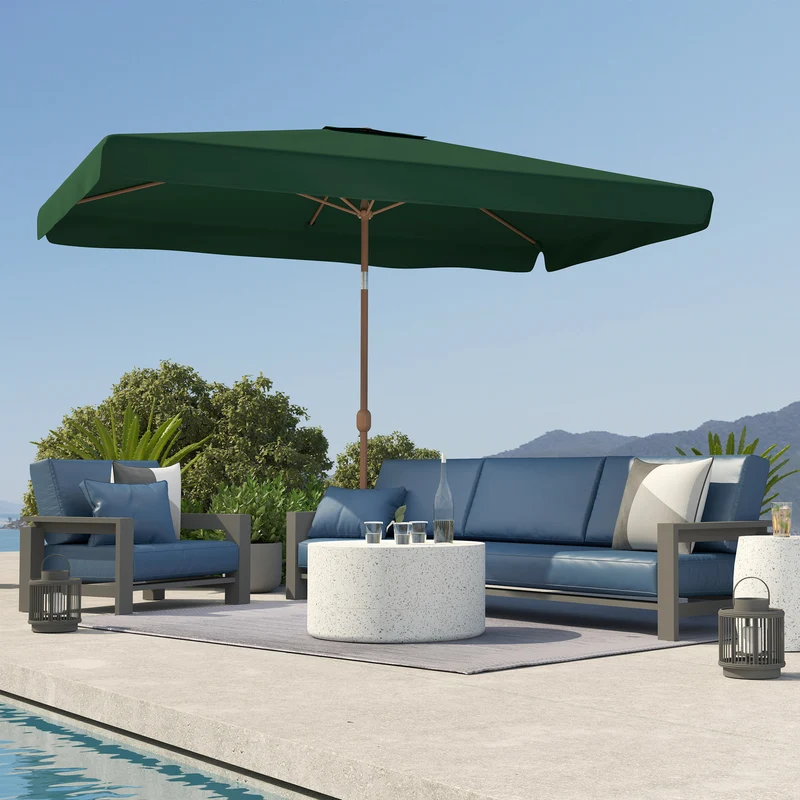 Outsunny Sombrilla De Terraza Exterior 300x200 Cm Con Ángulo Ajustable Verde