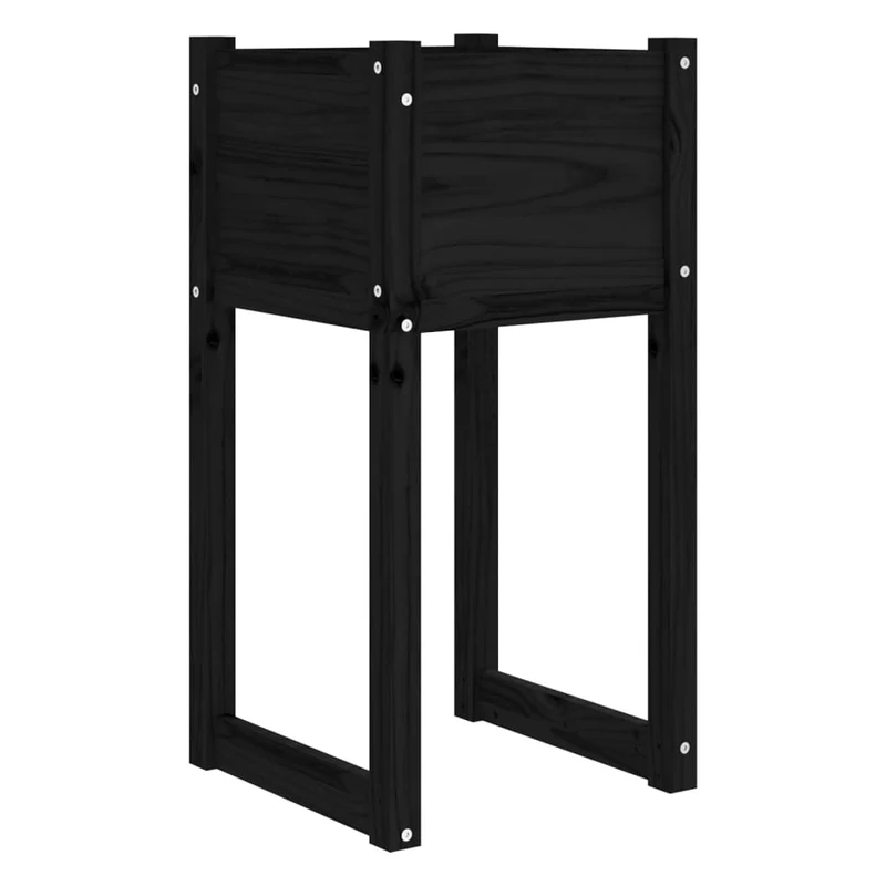 Jardinera Madera Maciza De Pino Negro 40x40x81 Cm