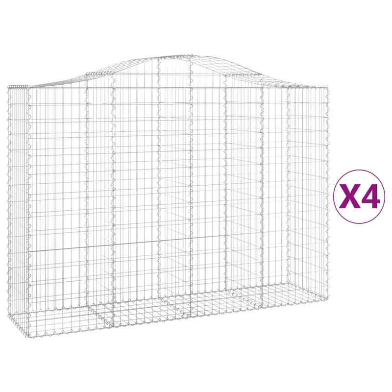 Cestas Gaviones 4 Uds Forma De Arco Hierro 200x50x140/160 Cm